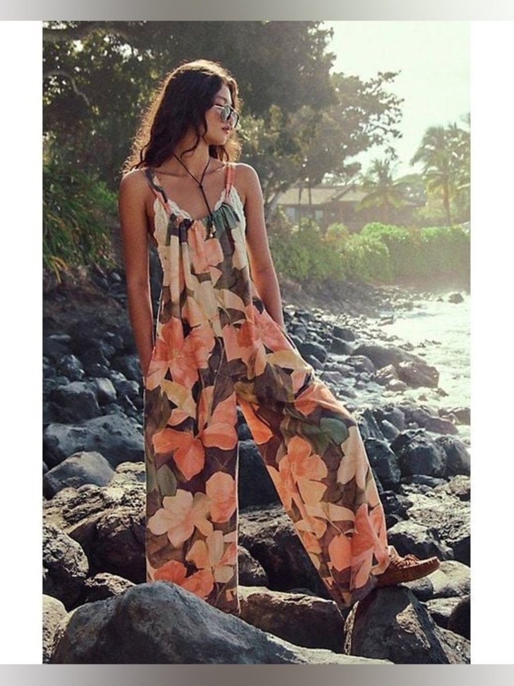 Free People Freebird Printed Jumpsuit Floral Baggy Medium